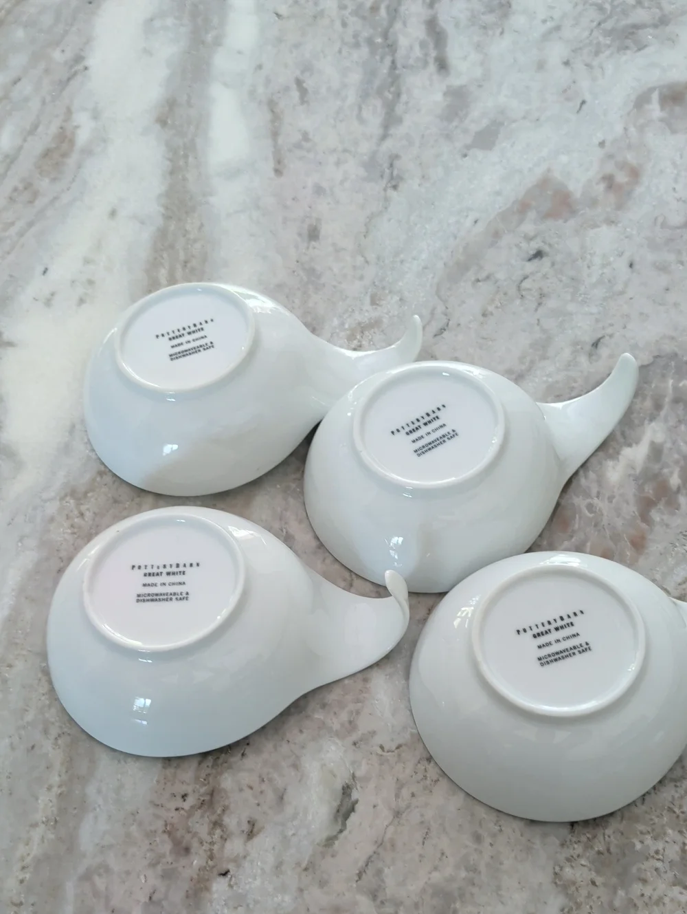 Pottery Barn Great White Lugged Swoop Handled Bowls